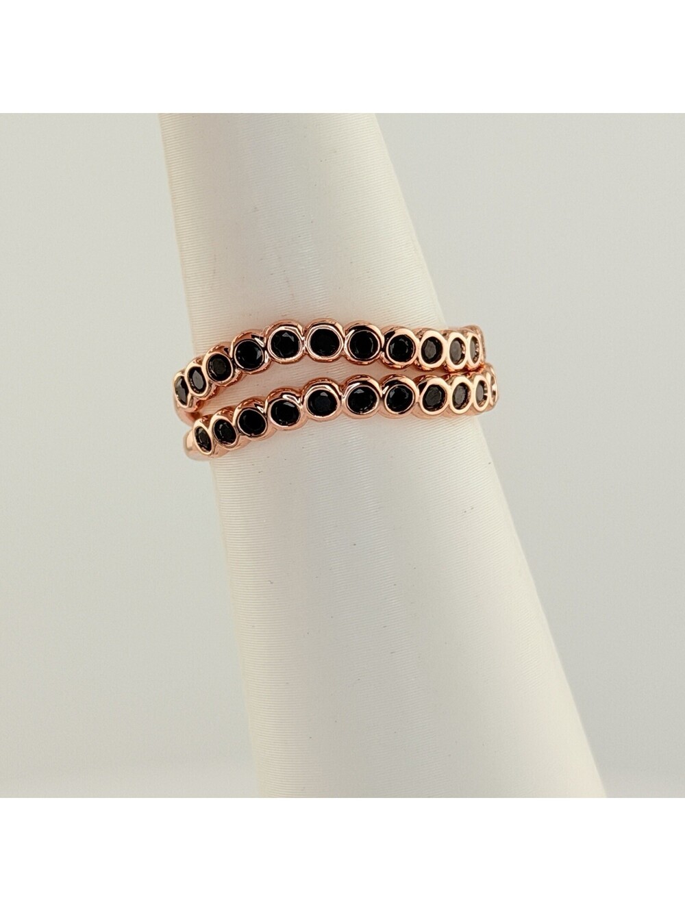 Bomb Party 2pc Ring Sz 8 “Waves Beyond” RBP8385 Black Onyx on Rose Gold BORG